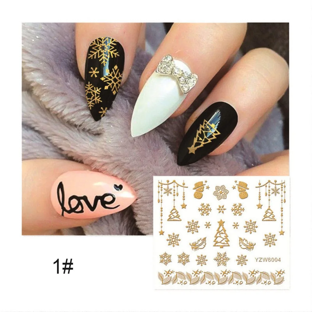 1 лист Золотые кружевные наклейки для ногтей цветы для маникюра ногтей 3D Деколь декорации наклейки на ногти аксессуары#287401