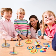 Разноцветная волчок красочная деревянная Юла детский сад деревянная игрушка подарок на день рождения деревянные игрушки