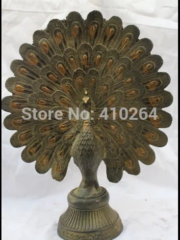 

14" Lovely Chinese Bronze Gilt Wild Proudasa Peacock Peafowl Bird Juno Statue discount 30%