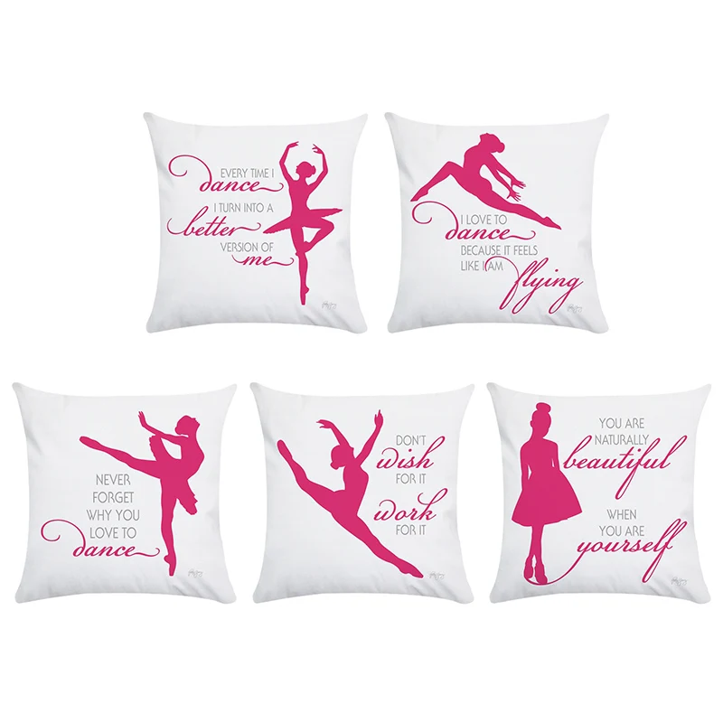 

Dance Cushion Cover Letter Ballet Girl For Sofa Home Decorative Throw Pillow Case Cotton Linen Couple Pillowcase