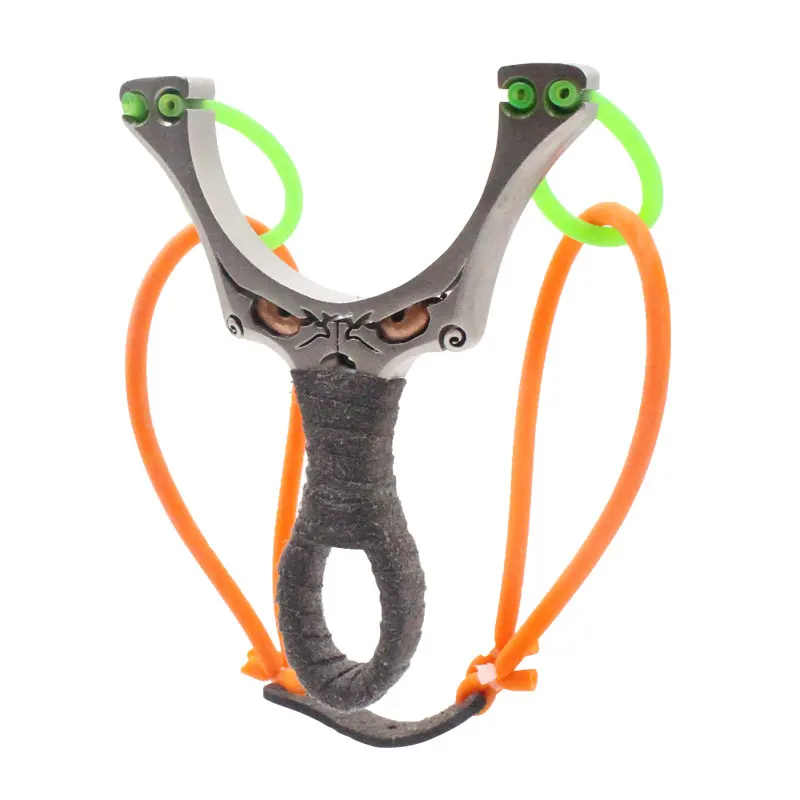 

Stainless steel Hunting Slingshot Catapult with Flat rubber Band Outdoor Shooting Powerful Handheld Bow New 2019
