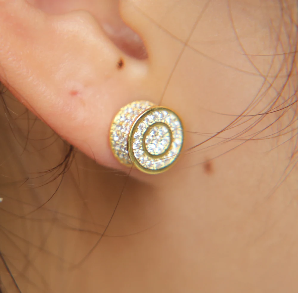 Новые поступления, лето, хип-хоп, шикарный золотой, серебряный цвет, микро проложить кубический цирконий, женские и мужские точки, 9 мм, отвертки, серьги