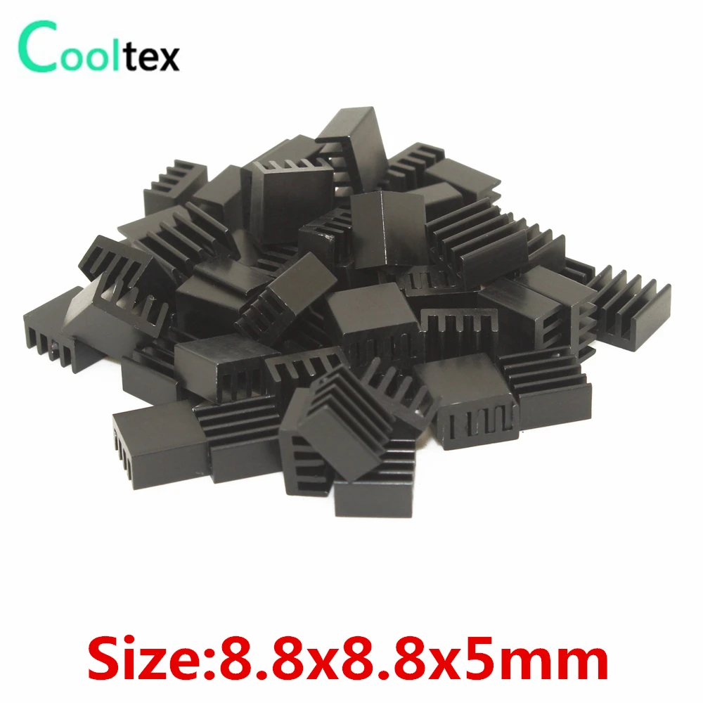

50pcs/lot Aluminum Heatsink 8.8x8.8x5mm black heat sink radiator for Chip VGA RAM IC LED COOLER cooling