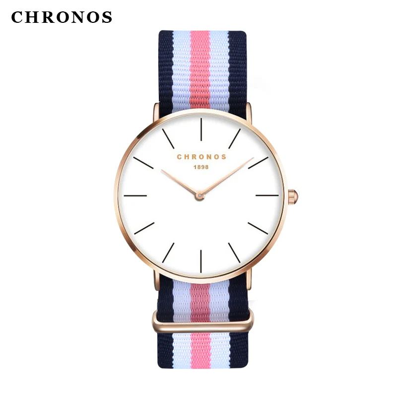 CHRONOS мужские и женские модные парные часы кварцевые часы ультра тонкие простые круглые повседневные нейлоновые кожаные часы Relogio Masculino - Цвет: CH0209