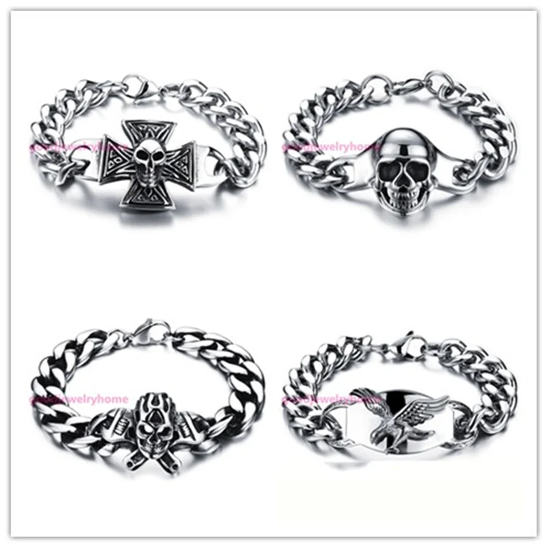 Charming Punk Cool Mens Boys 316L Stainless Steel Skull