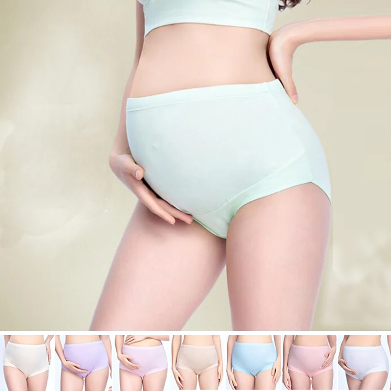 Pregnant Women Cotton Briefs Solid High Waist Belly Support Seamless Panties Maternity Underwear