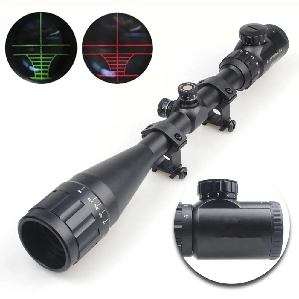 

6-24x50 AOEG Hunting Riflescopes Green Red Dot Illuminated Reticle Airsoft Rifle Holographic Optical Magnifier Sight Chasse Caza