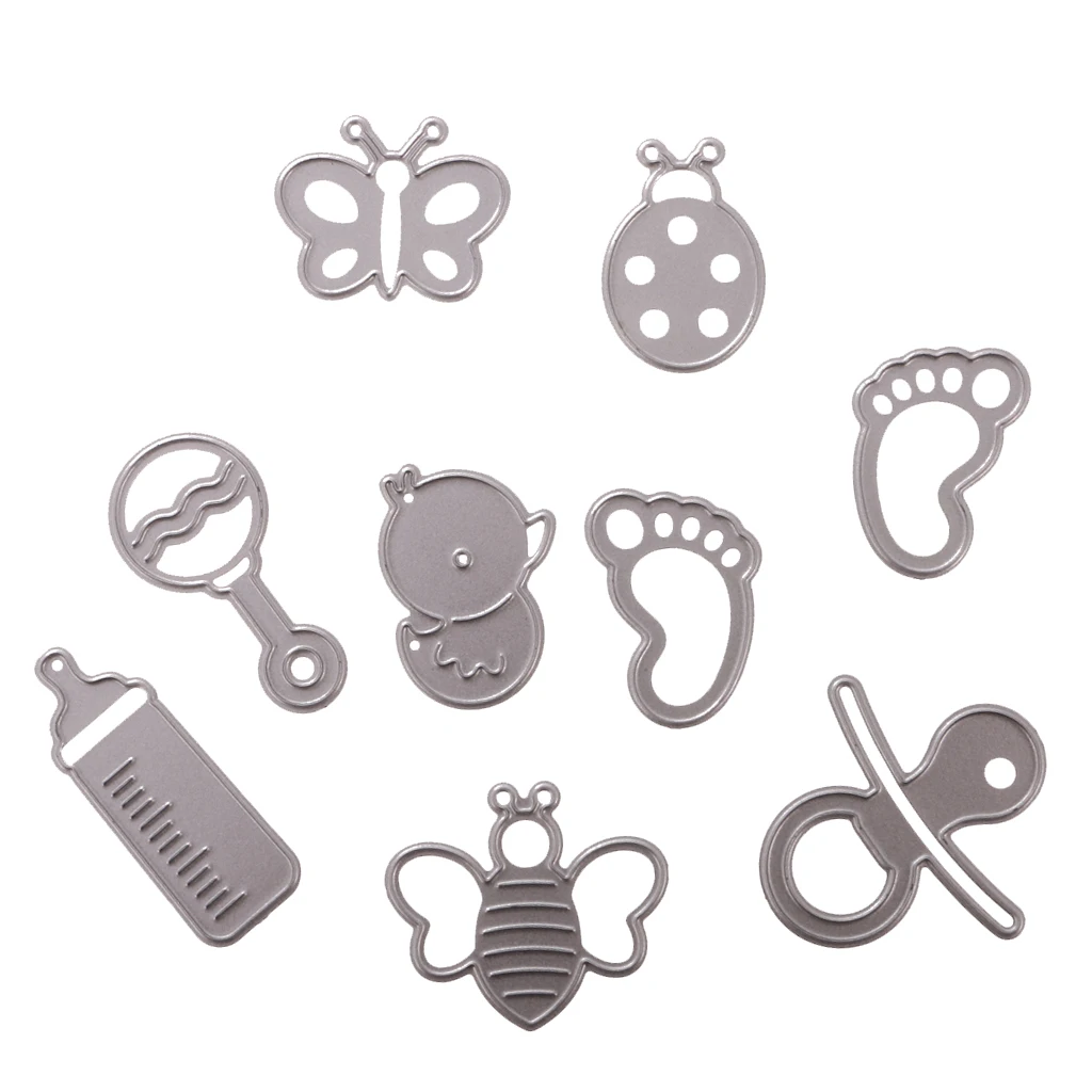 Set of 9 Baby Shower Cutting Dies Stencils Sewing for DIY Scrapbooking Album Stamping Paper Personalized Making 
