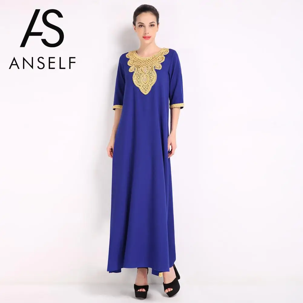 

2019 Fashion Elegant Women Muslim Dress Half Sleeve Sequined Split Abaya Kaftan Islamic Arab Robe Maxi Dress female Long gowns