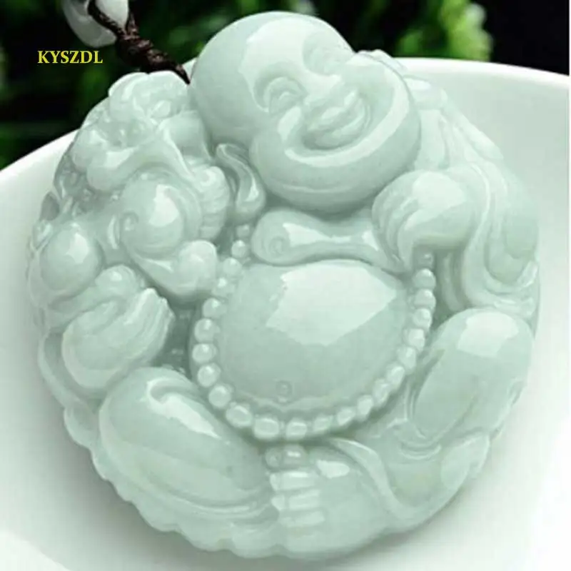 

KYSZDL Natural A Grade jade hand carved Buddha pendants women Lucky jade necklace pendant Sweater chain jewelry gifts