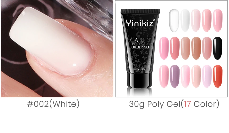 Yinikiz 17 цветов 30 мл строительный гель для полировки ногтей лак для ногтей Удлинительный УФ-гель светодиодный поли гель прозрачный Прозрачный Непрозрачный