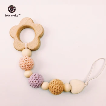 

Let's make Wood Flower Wood Bead Teething Necklace Baby Mom Kids Wooden Waldorf Teether Heart Turquoise Custom Rybka Drewniana