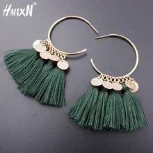 Винтажные этнические богемные Висячие длинные веревки с бахромой, хлопковые серьги с кисточками, трендовые секционные серьги для женщин, модные ювелирные изделия