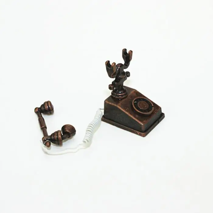 Лидер продаж 1:12 миниатюрный модель телефона сплав Винтаж ретро роторный телефон кукольный домик Украшение Аксессуары