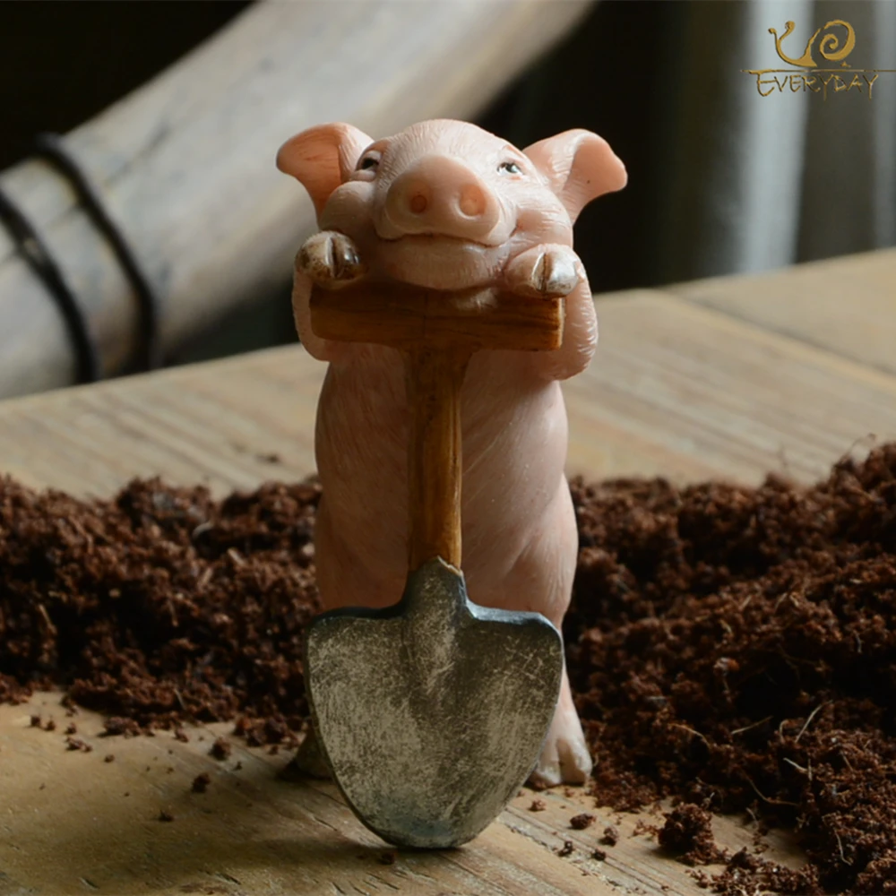 Everyday Collection Home Decor Garden Miniature Animal Figurines Desktop Decoration Cute Pig Figure Toys Gift For Children ornament crafts miniature figurines miniature ornament