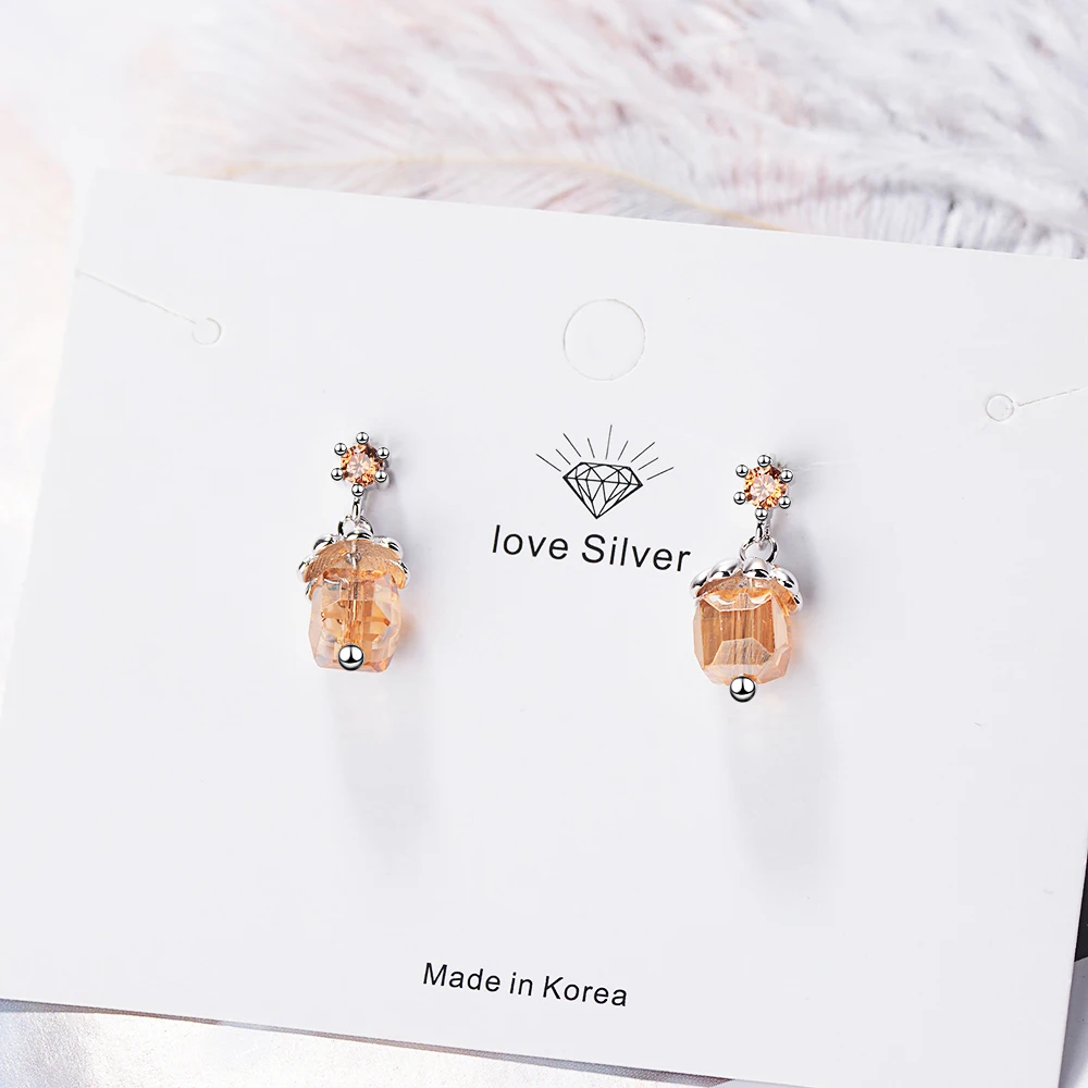 

LIDAVI 925 Sterling Silver Earrings For Women Crystals from Swarovski Sugar Cube Earring Hook Dangle Studded Lady Party Jewelry