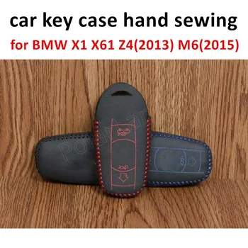 

Only Red for BMW X1 X61 Z4(2013) M6(2015) Genuine quality leather car key case cover Hand sewing DIY car styling fashionable
