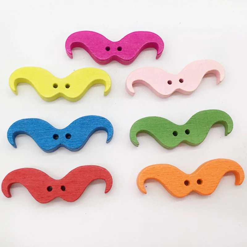 

Lovely Moustache Style Wood Buttons 50pcs/bag 2 Holes Painting Wood Decorative Buttons Sewing DIY Craft Nice DIY Accessories