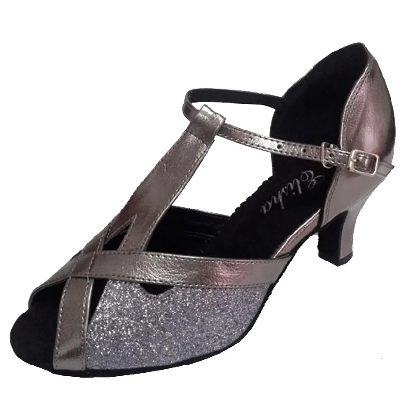 Обувь для танцев Elisha индивидуальные каблуки Т-лямки для штанги серый цвет женские с открытым носком латинские Сальса Бальные вечерние обувь для свадебы и танцев