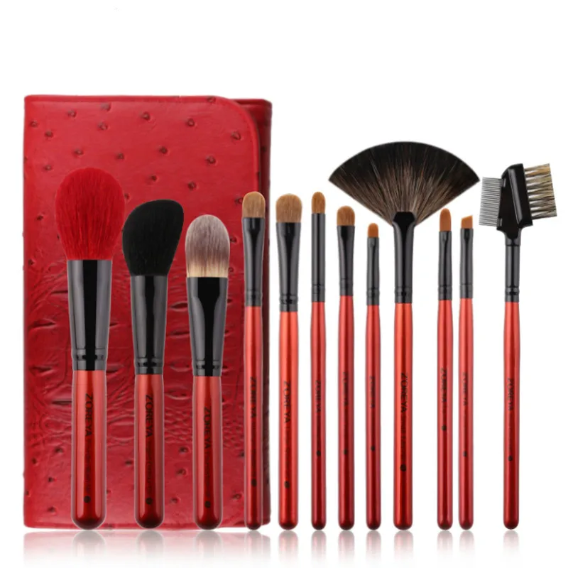 

Zoreya Brand 12pcs Super Quality Goat Hair Makeup Brush Set Soft Synthetic Fiber Cosmetic Kit Lip Concealer Blending Brushes