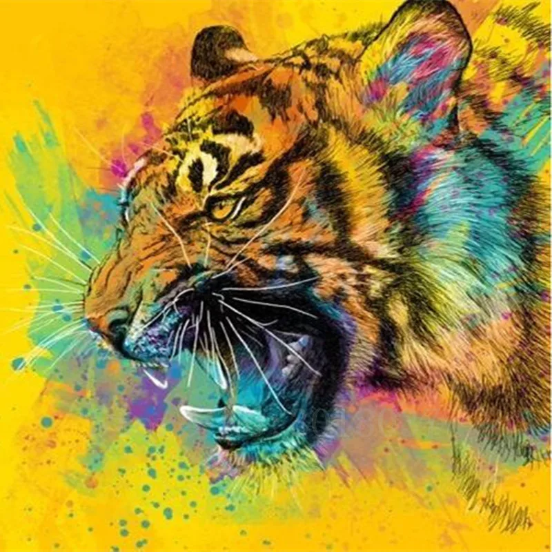 

Diy Diamond Painting Cross Stitch Big Mouth Of The Tiger Diamond Mosaic Full Diamond Embroidery Rhinestone Gifts Home Decoration