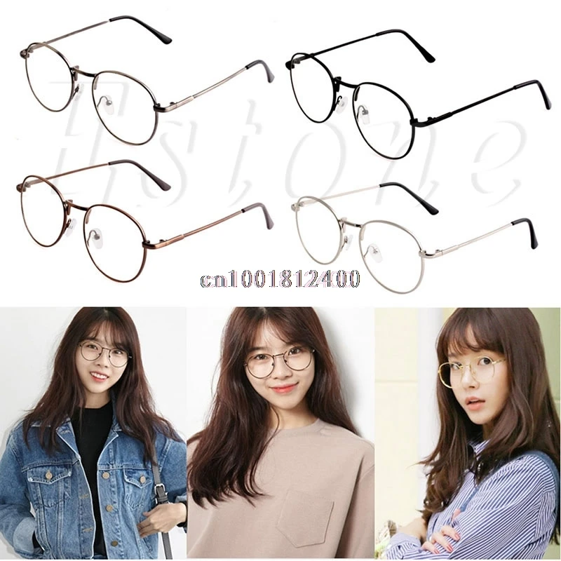

1PC Myopia Glasses Frame Fashion Eyeglasses Frame Women Girls Thin Metal Spectacle Frame Eyeglasses Clear Lens Glasses New