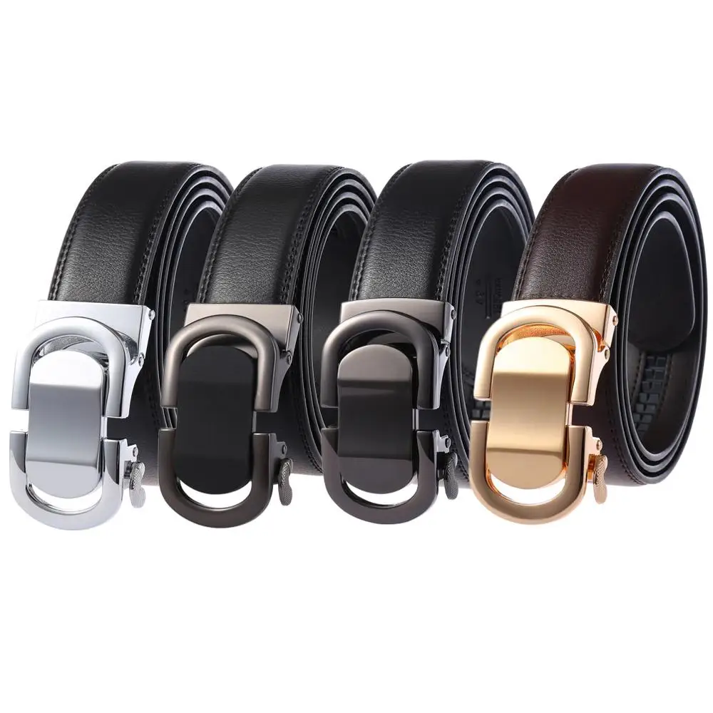 

Genuine Leather Belt Men High Quality Business Style Male Belt with Automatic Buckle Black Cowshin Mens Belts