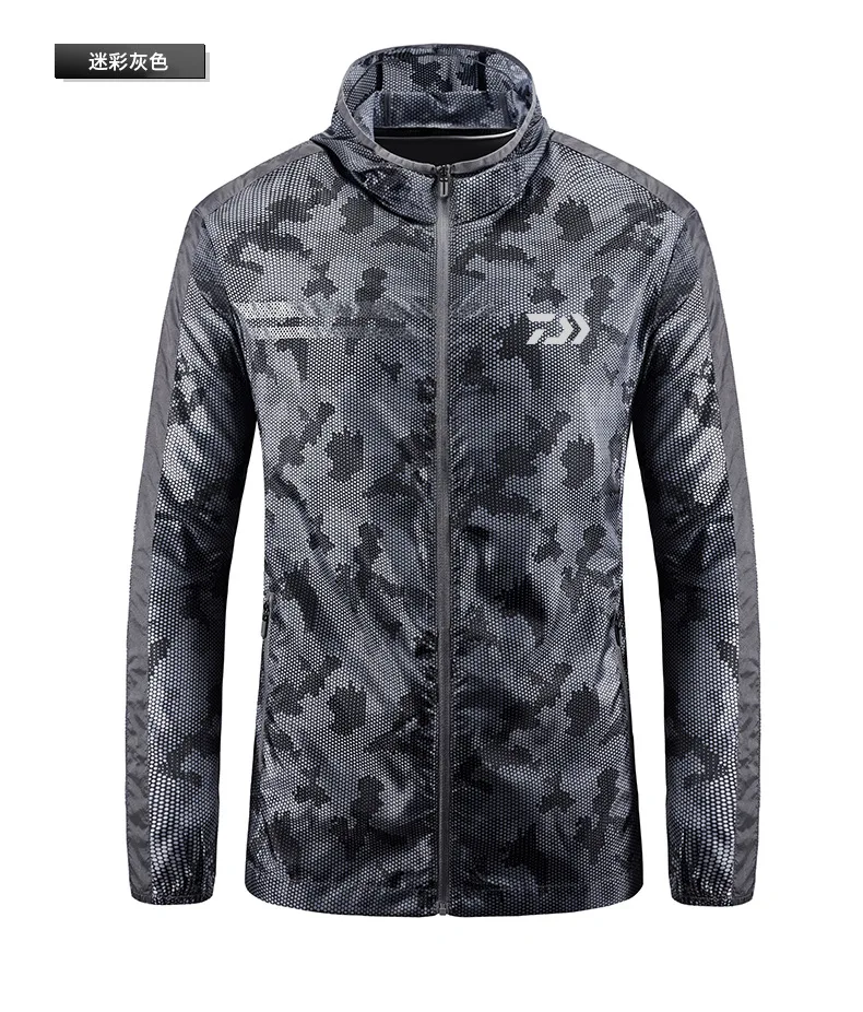 Roupas de Pesca ao ar Acampamento com Capuz Jaquetas de Seda Gelo à Prova Daiwa Livre Secagem Rápida Hidrofóbica Roupas Casuais Respirável Dwaterproof Água 14 Daiwa roupas de pesca ao ar livre