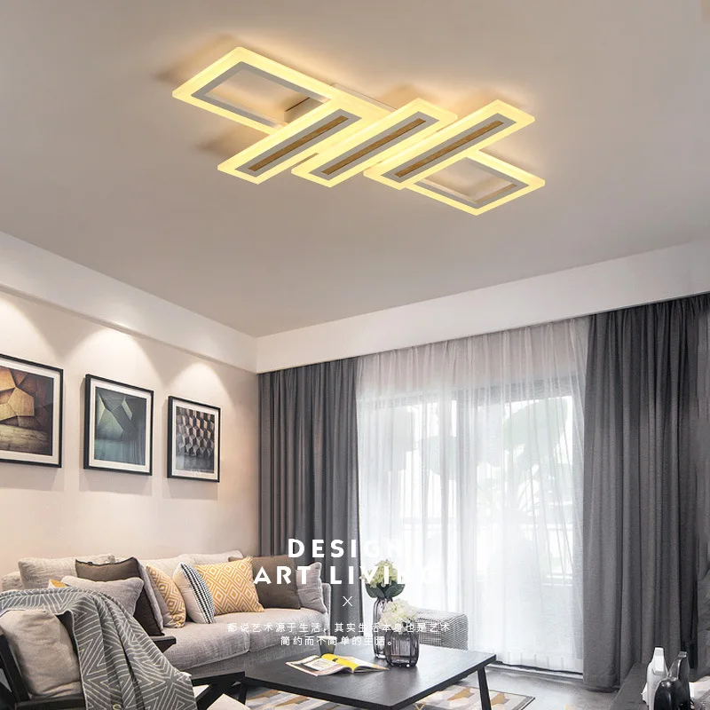 

Modern Square Loft LED Pendant Lamp Living Room Bedroom Study Restaurant Led Pendant Lights Remote Control Ceiling Luminaire