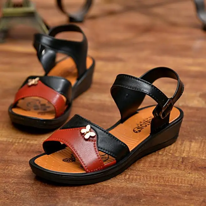 New arrival women's sandals soft sole sandals women middle age women