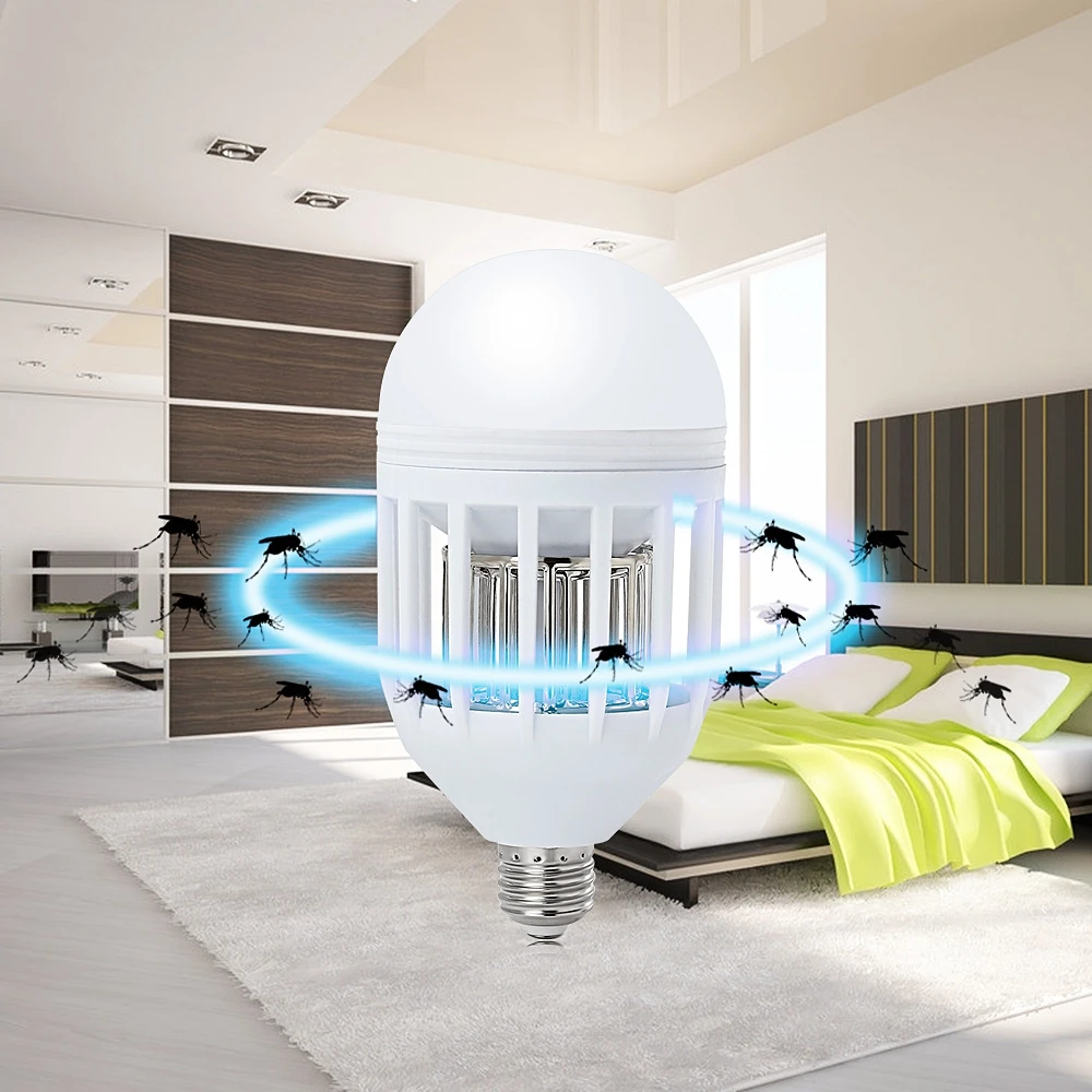 2 in 1 LED Bug Light 85 265V 12W 15W LED Bug Zapper Lamp E27 Insect