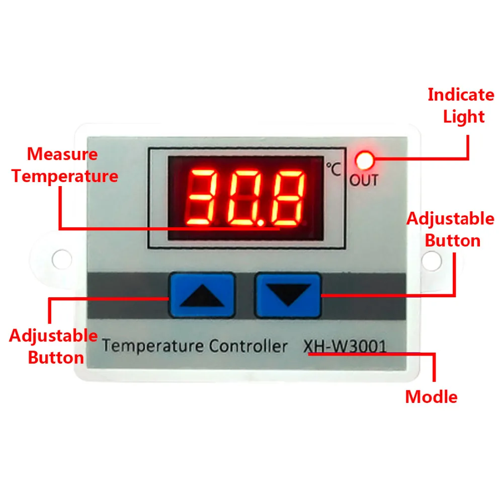 

220V XH-W3001 Temperature Controller Digital LED Temperature Controller Thermometer Thermo Controller Switch Probe