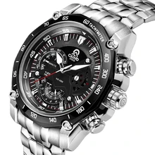 CAINO Men Sports Watches Chronograph Date 100M Waterproof Luxury Brand Watch Man Full Steel Business Fashion Quartz Wristwatches