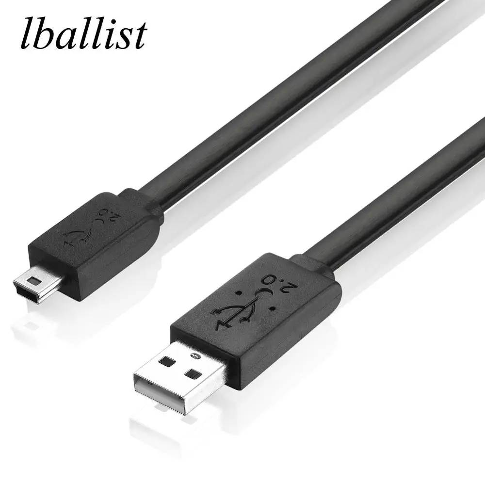 

lballist Flat USB Mini 5P Cable USB2.0 Type A Male to Mini 5P Male Data Cable For MP3 MP4 GPS Camera