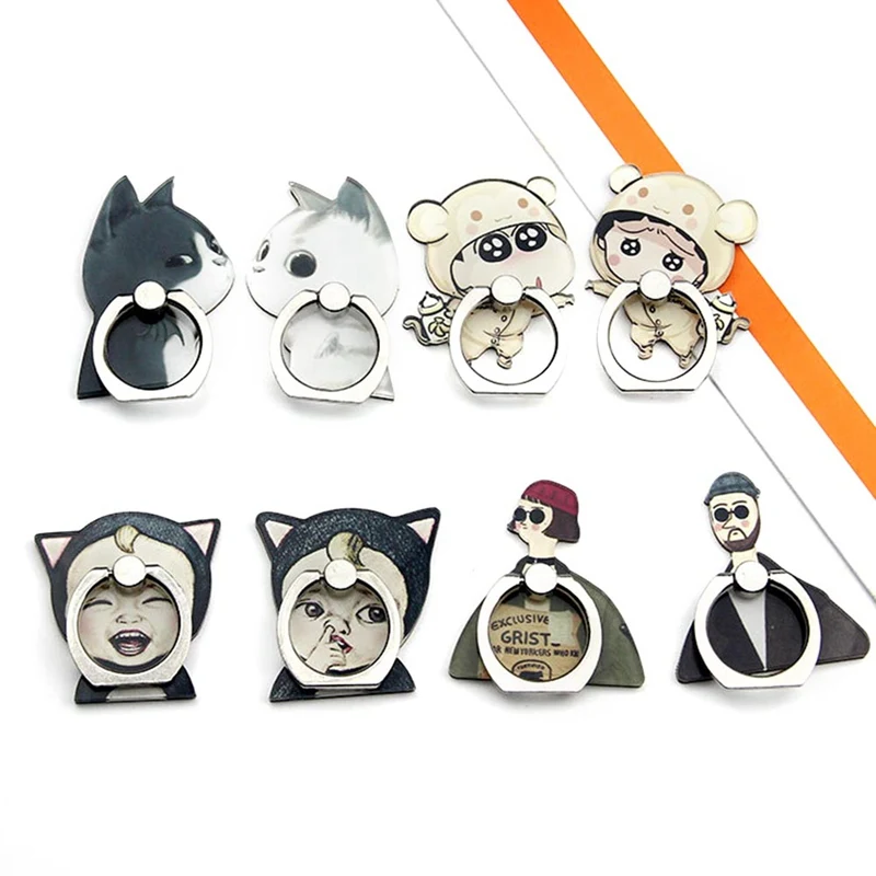 

360 Degree Cartoon Cat Animal Finger Ring Smartphone Stand Holder Mobile Phone Cute Bear Holder Stand For iPhone All Phone