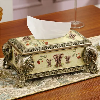 

living room decoration of high-grade paper towel box palace retro decorative resin box Home Furnishing American Jewelry