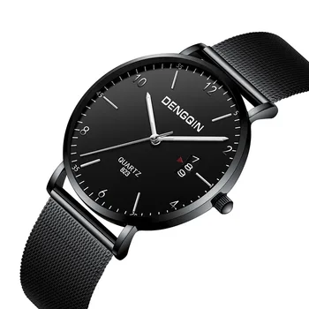 

Watches black Mens Luxury Quartz Sport Luxury Brand Famous Stainless Steel Dial Band Wrist Watch erkek kol saati 2019 Relogio