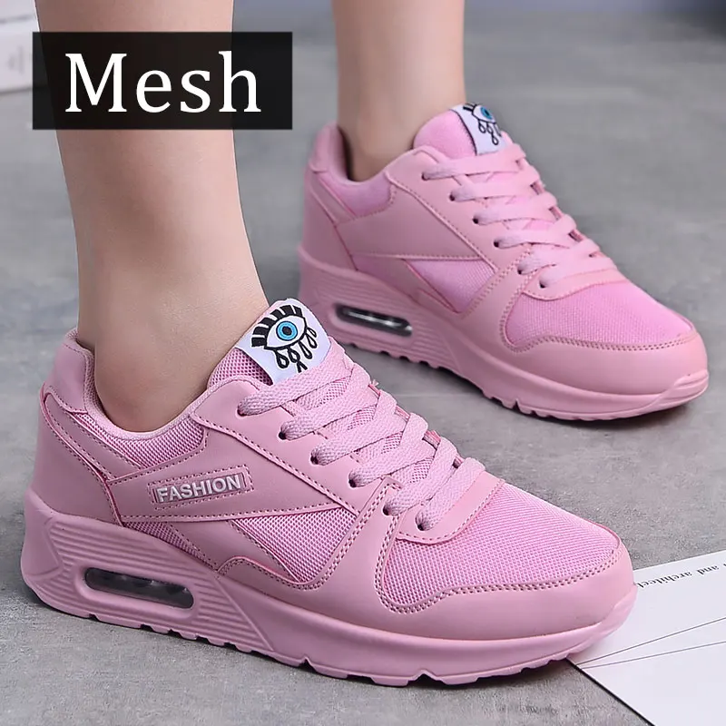 MWY/обувь; женские кроссовки; однотонная женская обувь для отдыха; Zapatillas De Mujer; дышащая женская повседневная обувь; женская обувь на платформе - Цвет: Pink Mesh