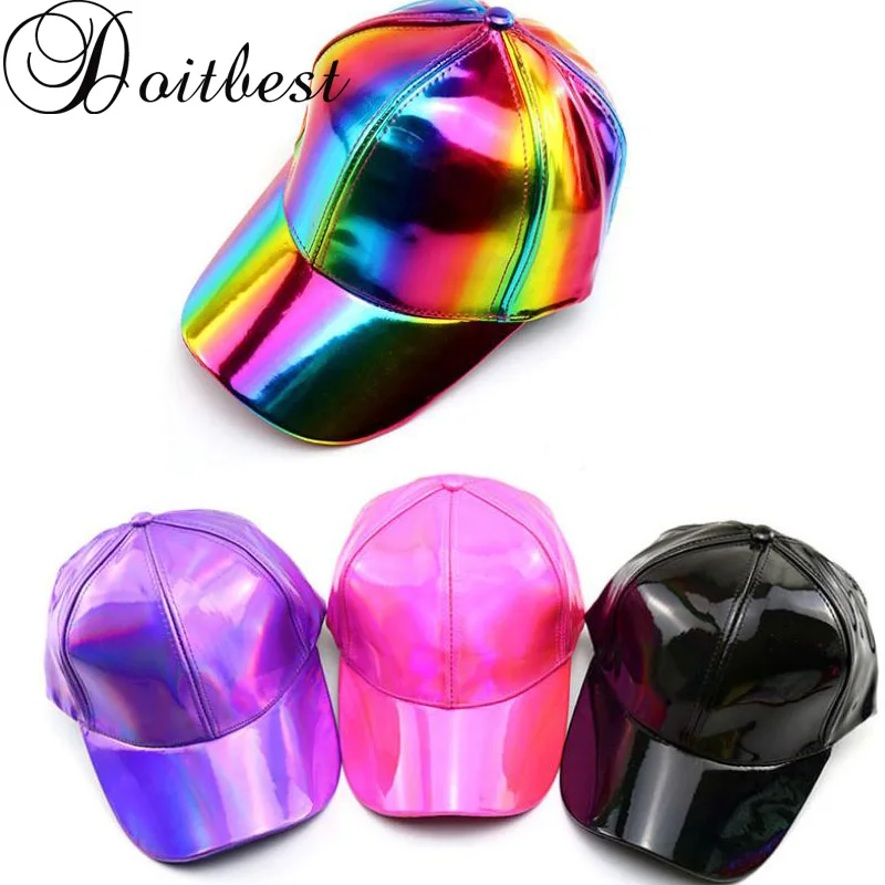

Doitbest Women men PU Leather Baseball Cap curving brim Spring large Boys Girls snapback Caps for Teenagers Lovers Dance Party