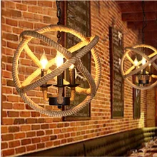 

Retro hand woven rope chandelier ceiling lamp