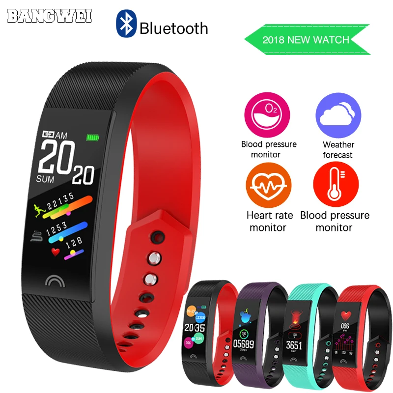 BANGWEI 2019 New Sport Smart Watch Heart Rate Monitor Pedometer Waterproof Fitness Tracker Bluetooth Watch Band For Android IOS