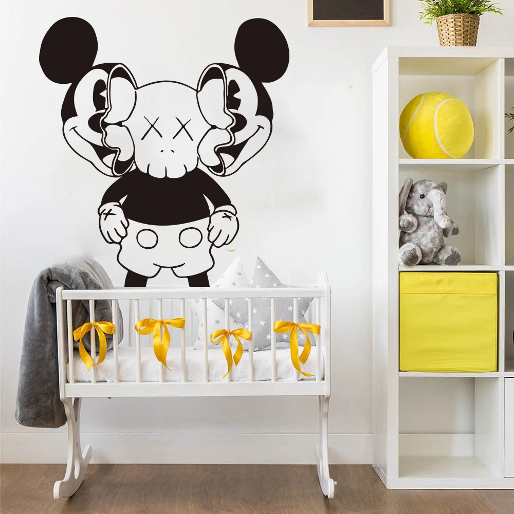

Cartoon Kaws Mickey Mouse Wall Decal Nursery Kids Room Large Kaws Minnie Mouse Wall Sticker Bedroom Vinyl Decor Art