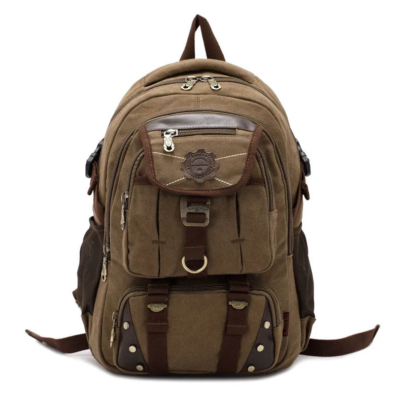 KAUKKO New fashion men's backpack vintage canvas backpack school bag men's travel bags large capacity travel laptop backpack bag