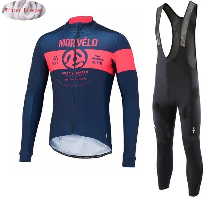

Morvelo 2018 MEN pro Winter Jersey Clothes Set Thermal fleece Warm Bike Clothing Sport Cycling Jersey For Men Gel Pad