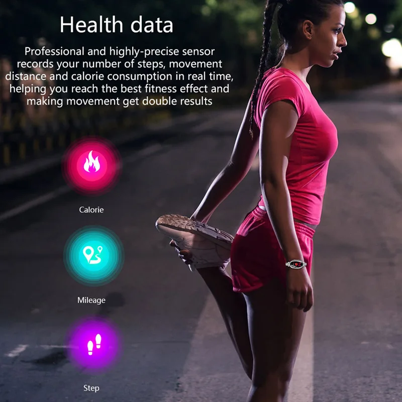 

HOT Women Fitness Bracelet Bluetooth Heart Rate Monitor Alarm Clock Waterproof Smart Watch BUS66
