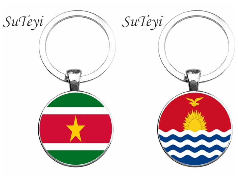 SUTEYI DIY Мужская Суринам/Кирибати флаг стеклянная подвеска художественная сумка