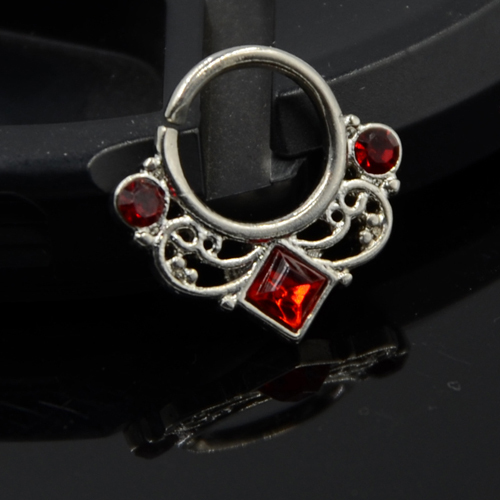 Lacey Opal Drapery Royalty Septum Rook Clicker Ring Nose Ring Tragus Cartilage Earring Titanium Shaft 16G Hanger Piercing
