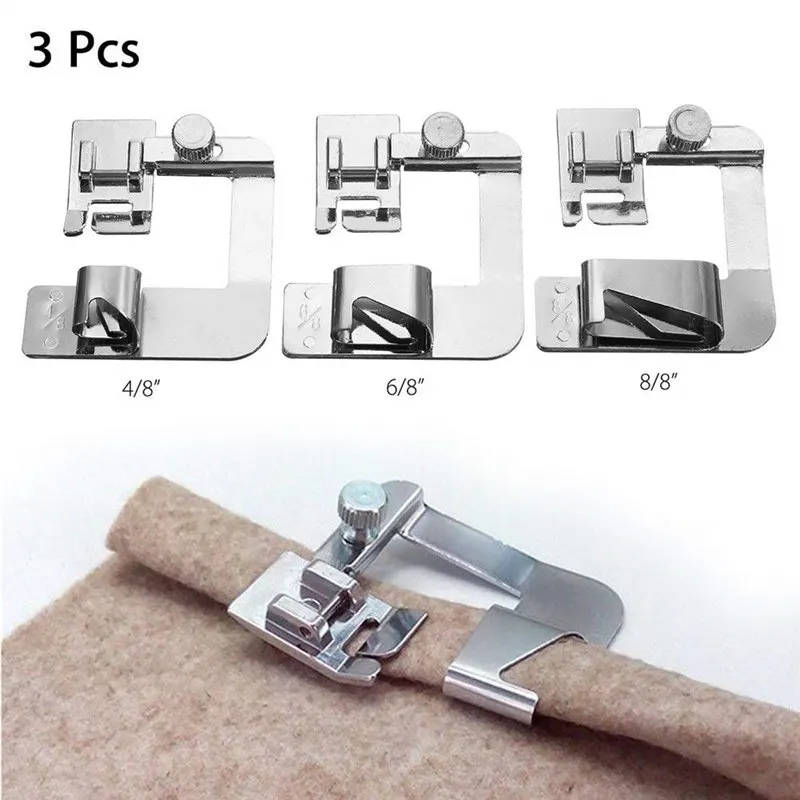 3pcs Sewing Rolled Hem Foot Compatible With Janome Babylock Brother Kenmore  And Other Low Shank Domestic Sewing Machines