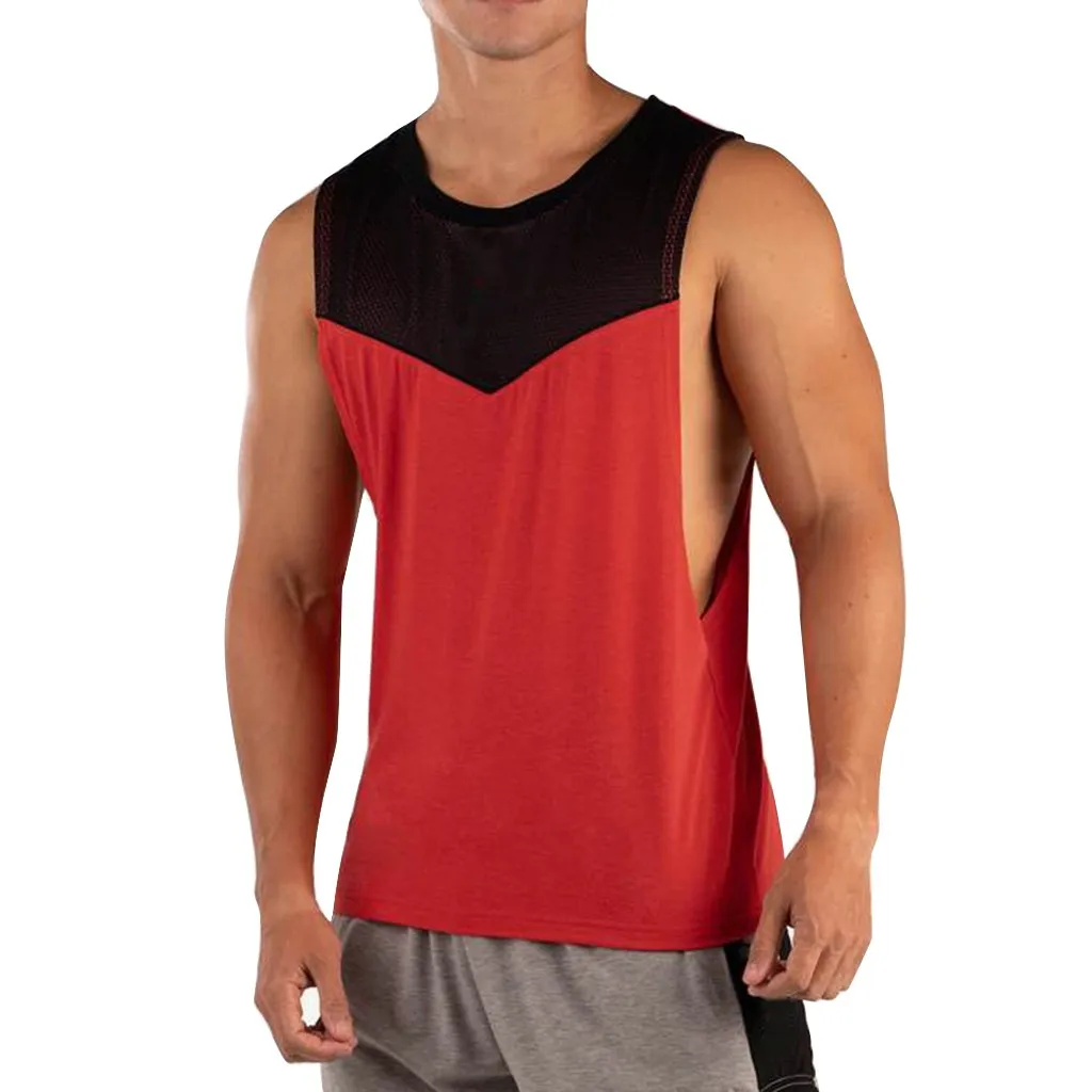 YOUYEDIAN Новая мода для мужчин летние стиль хлопок фитнес жилет Блузка без рукавов Топ - Цвет: Red