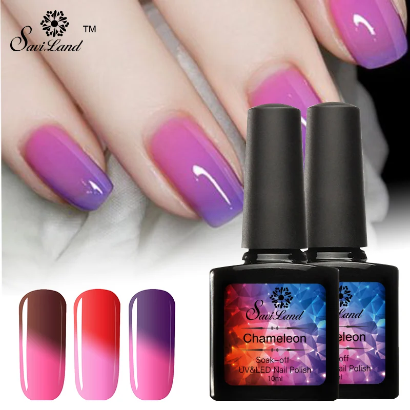 

Saviland 1pcs Temperature Changing Colors UV Nail Gel Polish Soak Off Thermo Mood Color Varnish Need Top and Base Coat